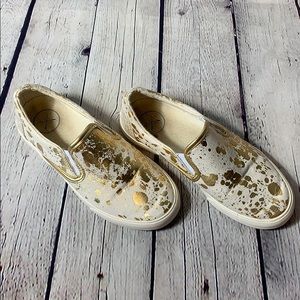 White & Gold Crater Slip-on Sneaker